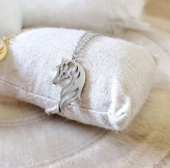 Collier joli cheval acier Argent