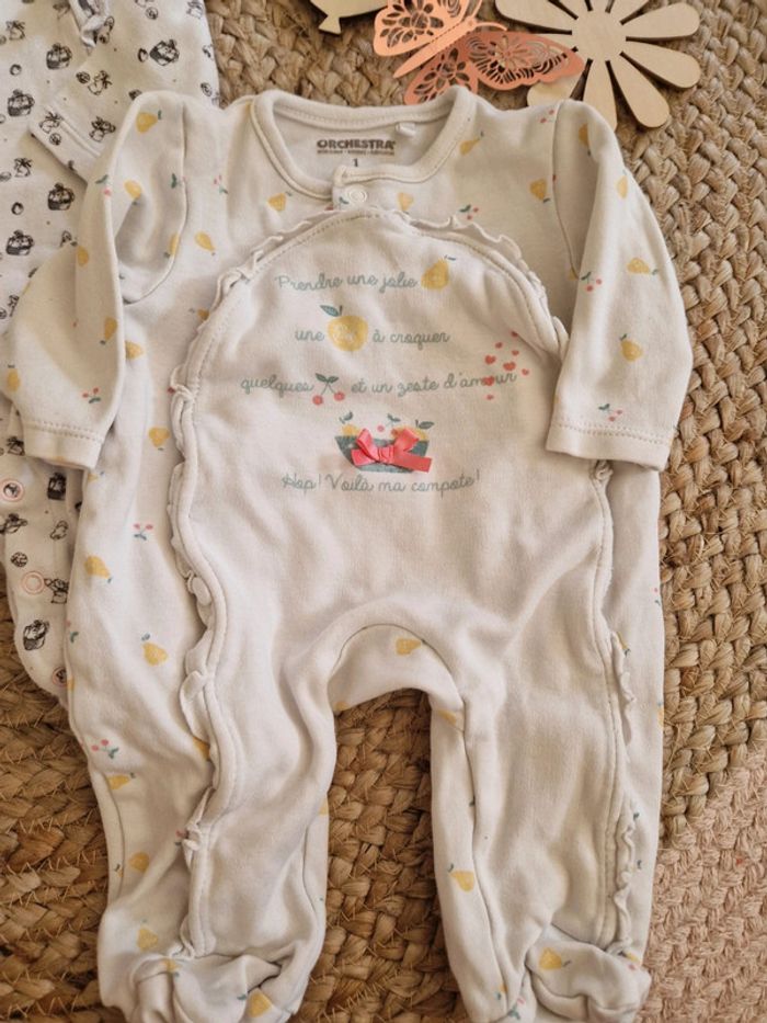 Lot de pyjamas légers orchestra bébé fille 1 mois - photo numéro 2