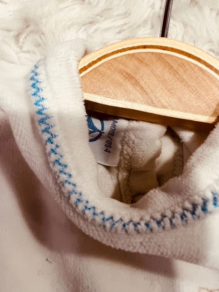 Taille 1 mois pyjama velours garçon Petit Bateau blanc * ours * 💙 - photo numéro 3