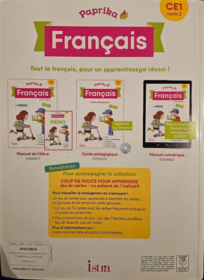 Livre scolaire paprika neuf - photo numéro 2