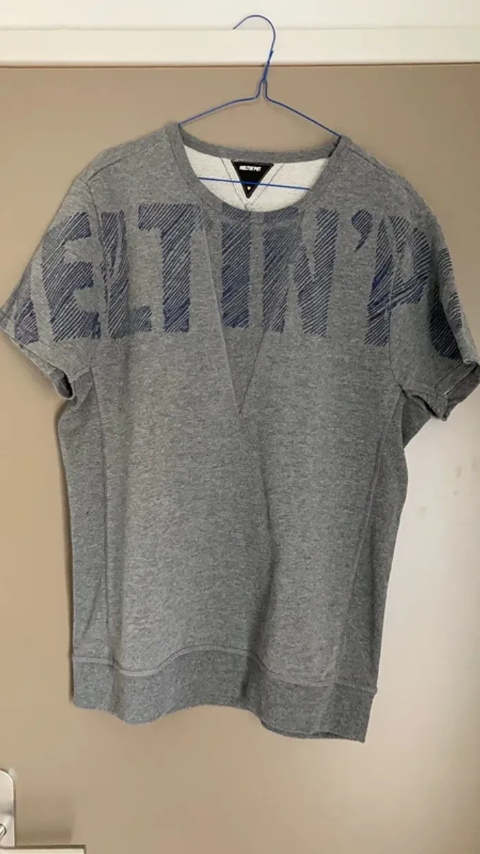 T-shirt molleton homme manches courtes gris L Meltin’ Pot