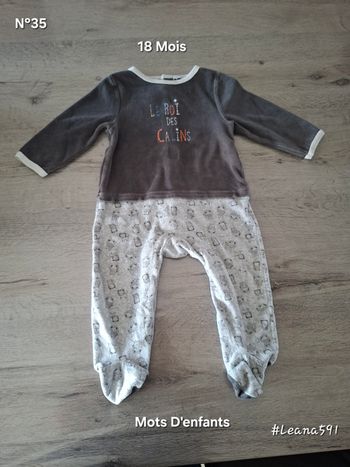 🌷N°35🌷Pyjama - Mots D'enfants - 18 Mois🌷