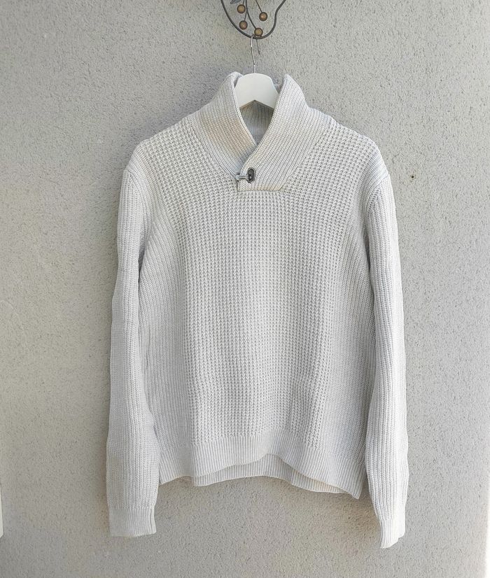 Pull homme col châle Jules M – maille chaude hiver, pull scandinave, col shawl, style cocooning