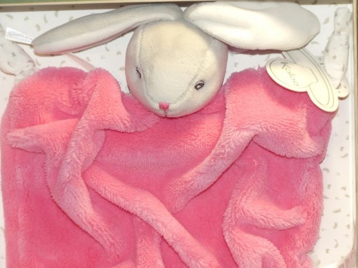Doudou plat lapin plume kaloo rose gris framboise🐰Neuf - photo numéro 3