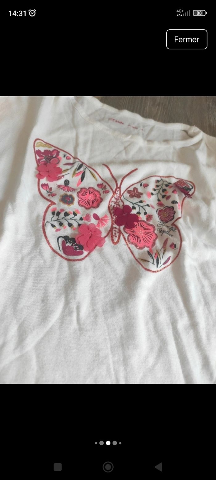 Lot vêtements fille avec legging de sport et t-shirt ou pull fin imprimé papillon - photo numéro 6