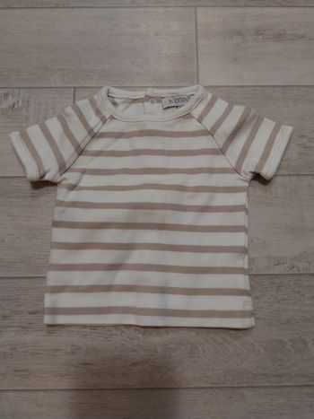Tee shirt beige rayé marron T3M