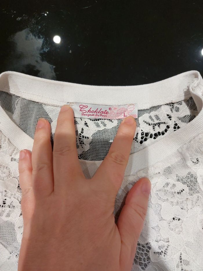 Haut dentelle sans manche blanc taille 38 - photo numéro 2