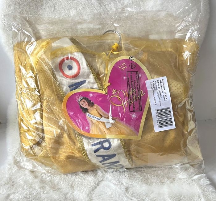 Robe Miss France Deluxe jaune Upyaa 8/10 ans sous housse avec cintre satin, Déguisement princesse - photo numéro 3