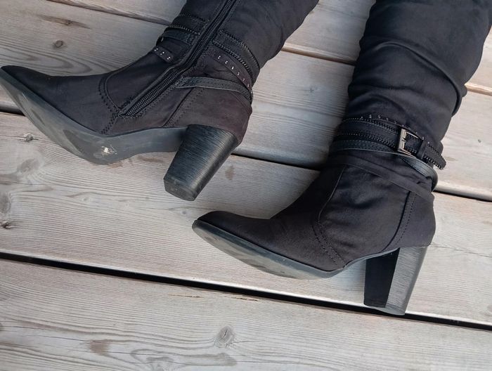 Bottes hautes noires daim - photo numéro 6