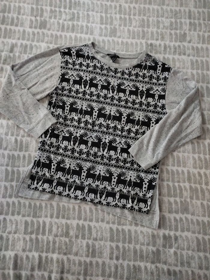 Sweat noël rennes gris et noir H&M taille 36 - photo numéro 1