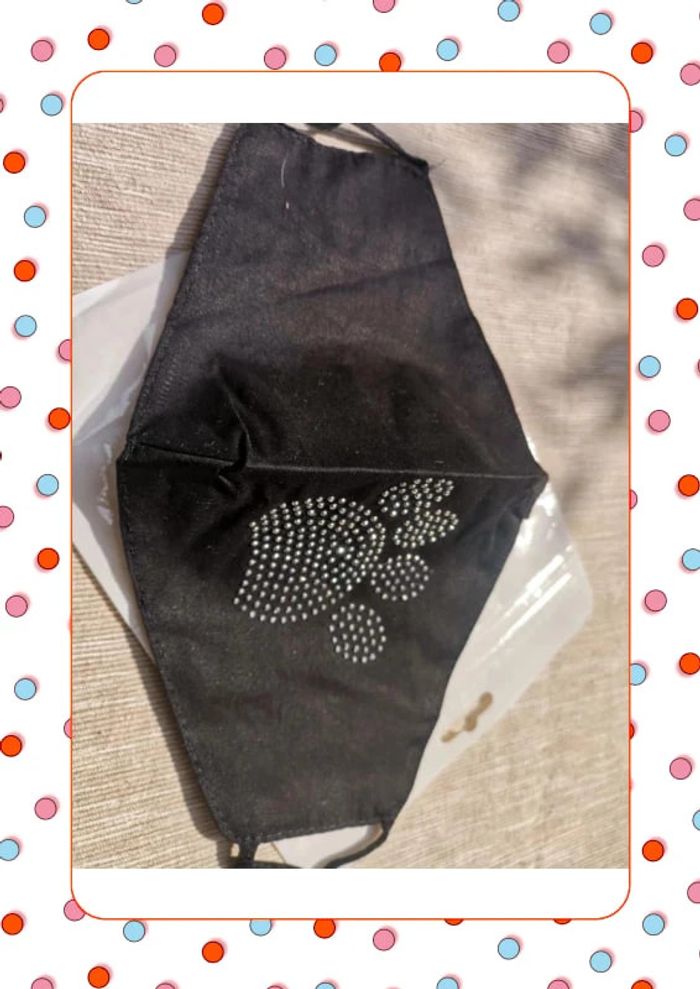 Masque Déguisement Noir Pattes de Chat ou Chien en strass - photo numéro 4