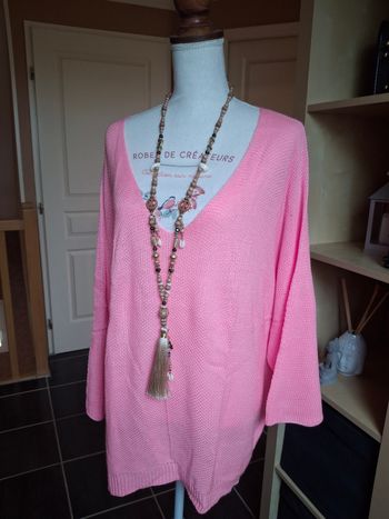 Pull fin rose bonbon grande taille neuf