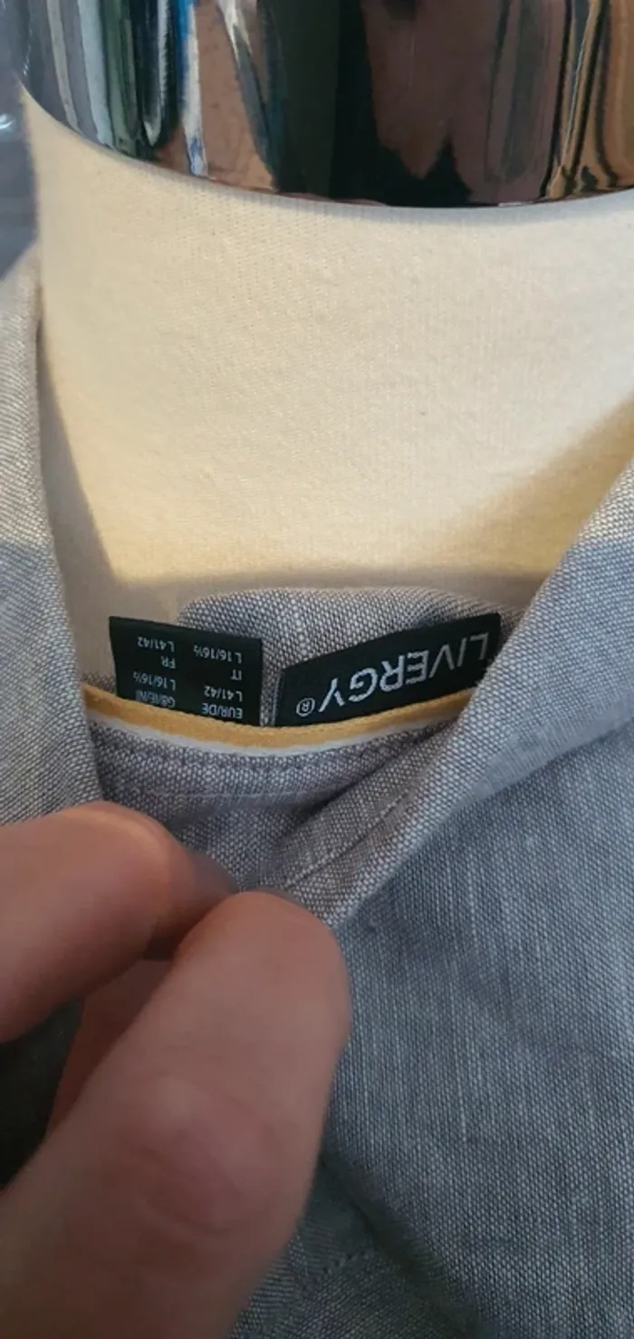 Chemise homme lin et coton livergy 41/42 - photo numéro 6