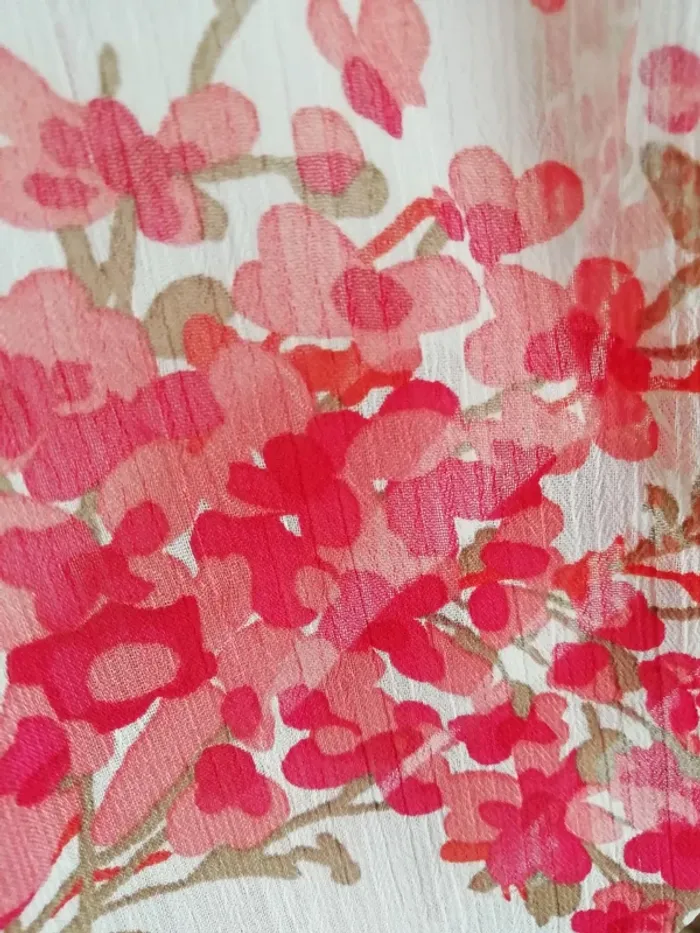 Blouse top voile printemps été chic fleurs flower rouge red - photo numéro 3