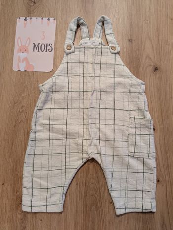 Salopette blanche à carreaux, 3 mois, Zara