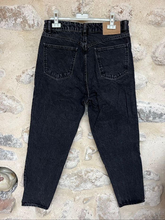 Zara - Jean noir délavé taille haute style boyfriend mom comme neuf - photo numéro 2