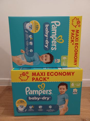 2 Maxi-Eco-Packs couches Pampers baby-dry Taille 6 - carton de 80 couches