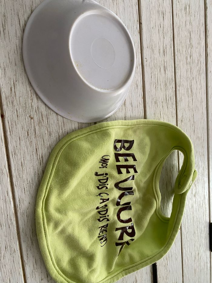 Bavoir humoristique + assiette repas bébé enfant - photo numéro 2