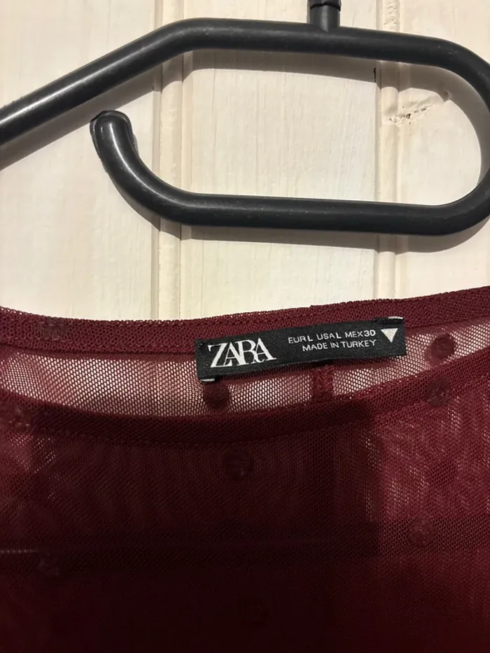 Haut Zara Bordeaux transparent - photo numéro 2
