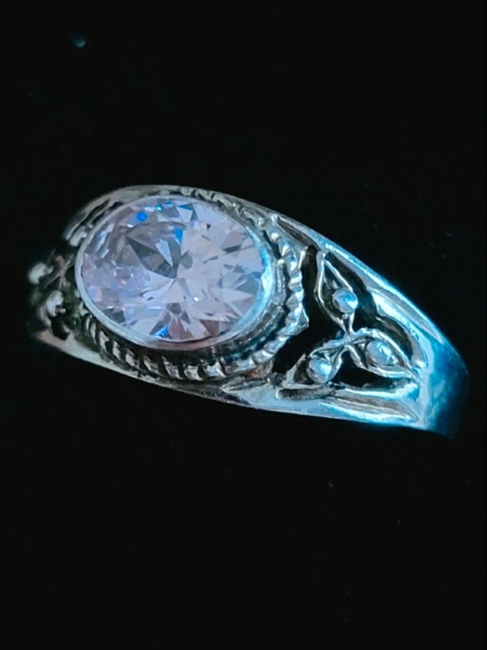 Bague argent 925 et pierre en zirconium rose taille 60 Maty - photo numéro 2