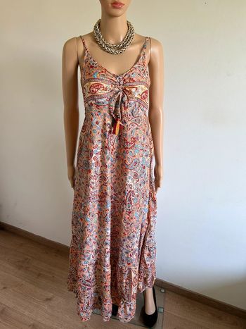 Robe longue imprimée neuve en soie Cherish taille unique