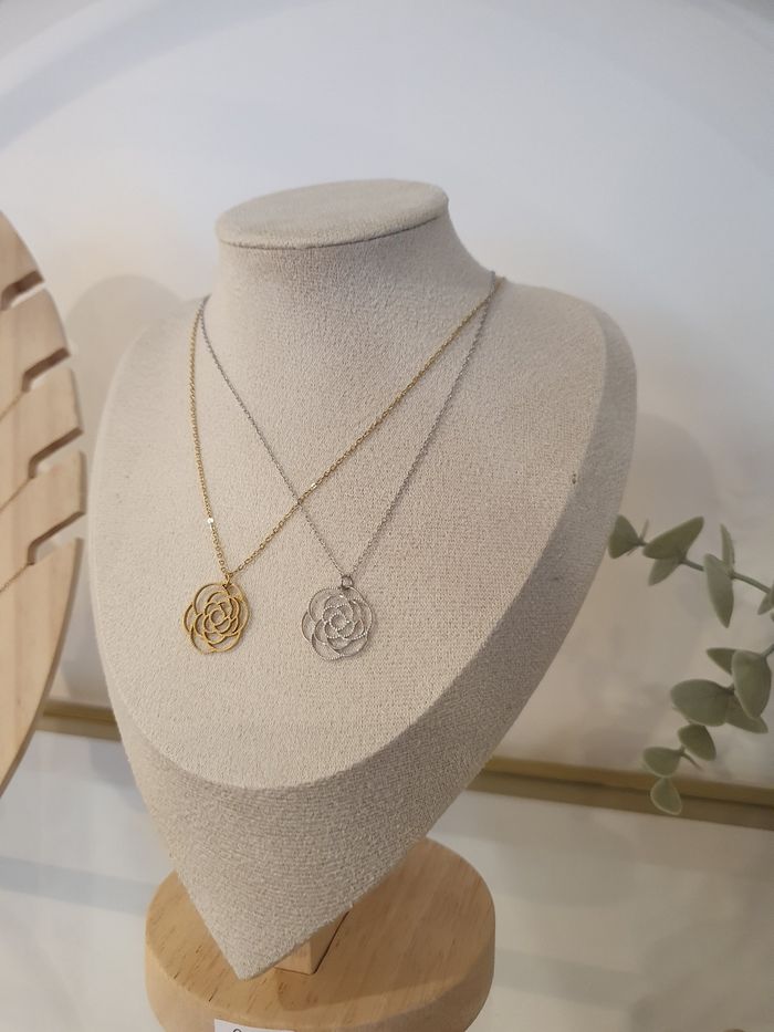 Collier Fleur acier inoxydable argenté - photo numéro 3