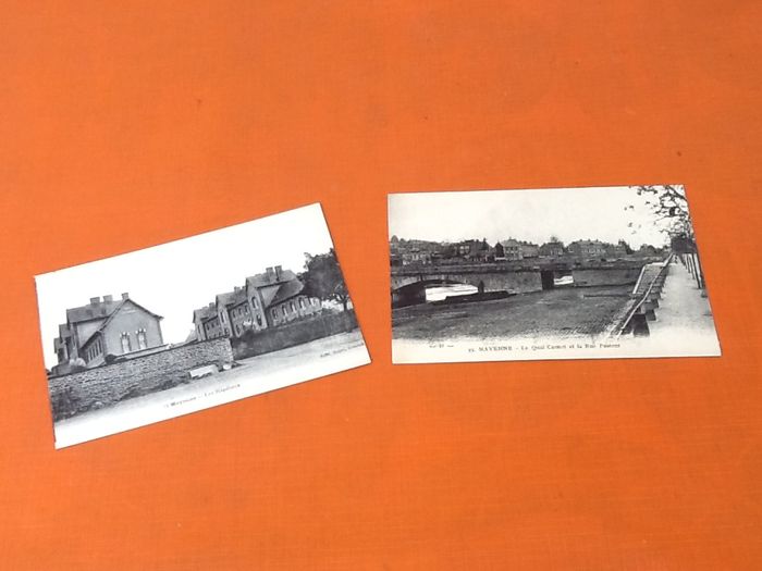 2 Cartes postales anciennes Mayenne (Mayenne) Les Hôpitaux / Le Quai Carnot et la Rue Pasteur - photo numéro 2