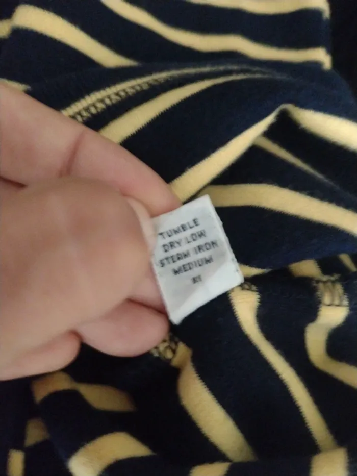 Polo vintage rugby Ralph Lauren rayé bleu marine et jaune – Taille XL – Col blanc zippé et bouton - photo numéro 11
