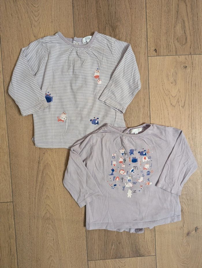Lot de 2 t-shirt manches longues 9 mois