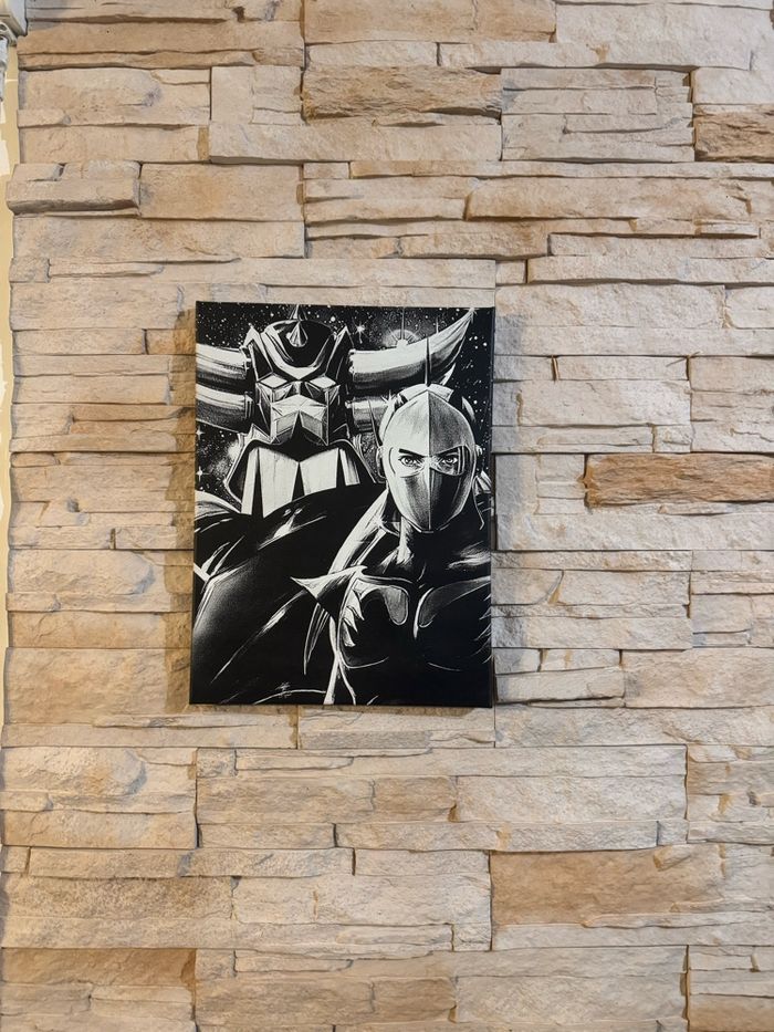 Tableau Goldorak et Actarus style rétro en toile 30x40cm - photo numéro 3