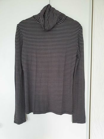 Col roule rayé gris et blanc T38/40