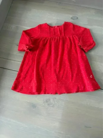 Robe Fille Petit Bateau Rouge - Taille 12 Mois - Très Bon État
