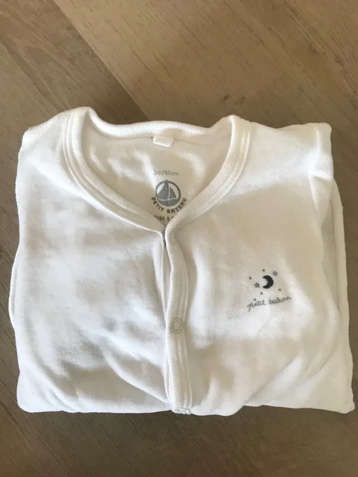 Dors bien en velours blanc Petit Bateau 3 mois - photo numéro 3
