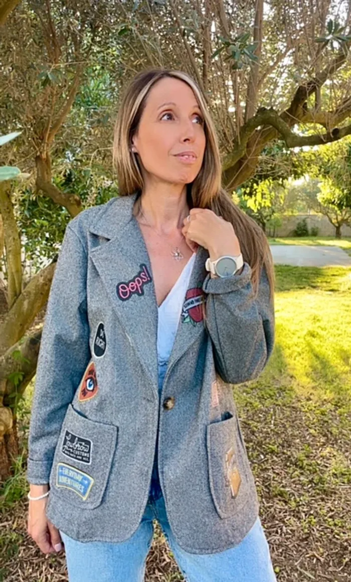 Veste blazer grise tendance , oversize.Taille unique - photo numéro 9