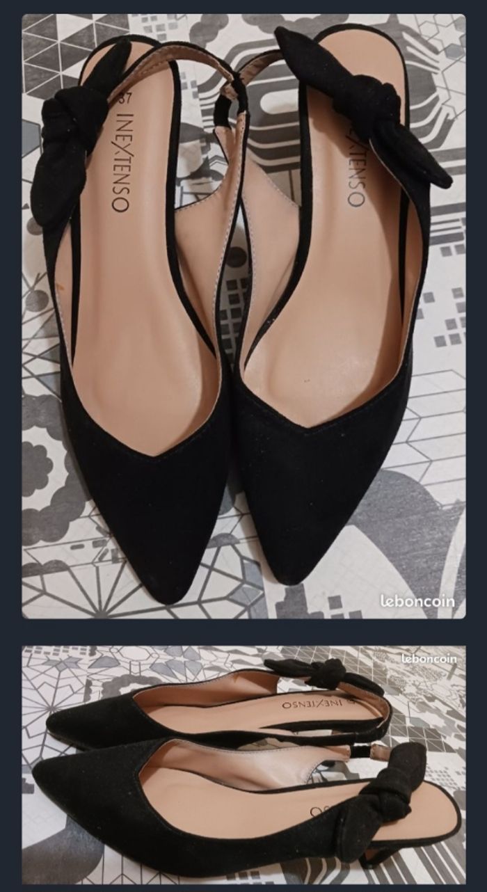 Escarpins à talons ouverts, noeuds sur les côtés extérieurs