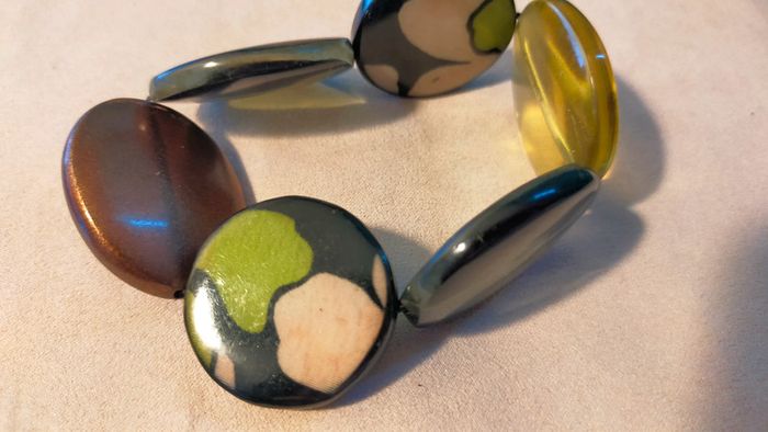 Bracelet élastique – Pastilles colorées & motif abstrait – Collection Terres d’Ailleurs - PMN - photo numéro 4