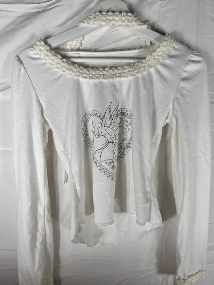 Haut à manches longues blanc – YesStyle