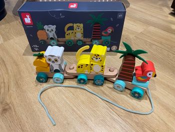 Jouets à tirer et empiler JANOD train tropical