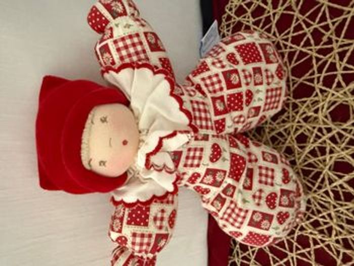 Peluche/Doudou Poupée/Lutin Chiffon Bonnet Rouge Fleurs Coeur Ancien Moulin Roty - photo numéro 5