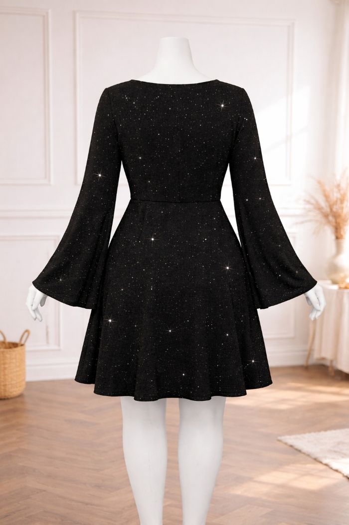 Robe de soirée patineuse scintillante noire pailleté argenté Femme taille 54 marque Boohoo 💍 - photo numéro 6