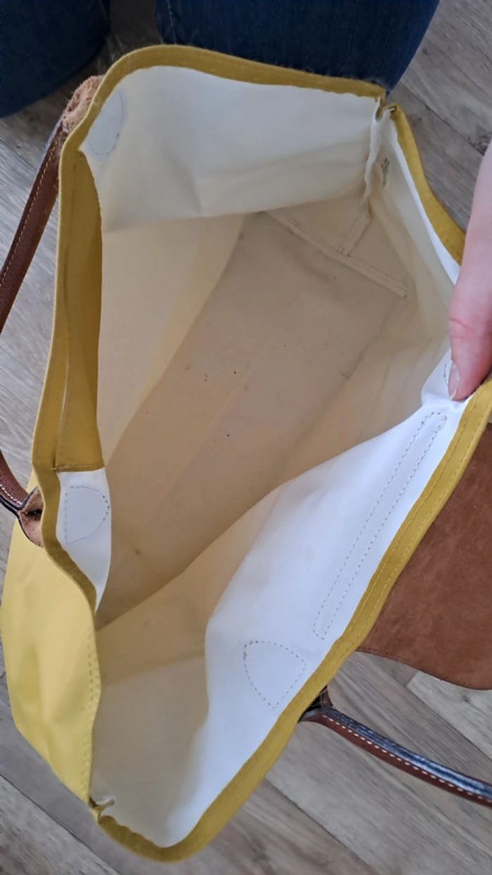 Sac Pliage Longchamp jaune moutarde taille L - photo numéro 6
