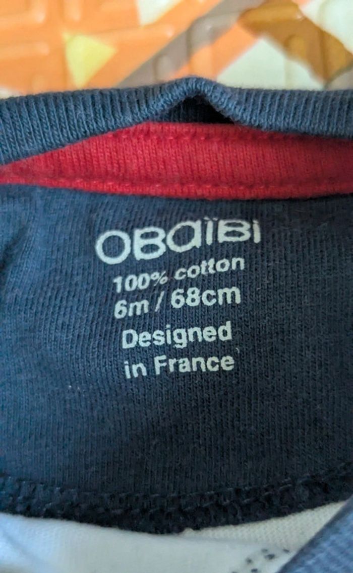 Tenue Obaibi 6 mois t-shirt manches longues et pantalon - photo numéro 3