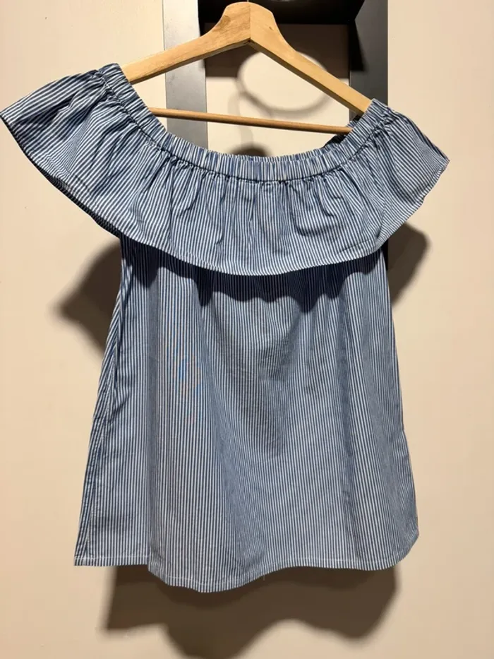 Tops rayé blanc et bleu bizzbee M - photo numéro 5