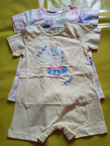 lot 2 barboteuses combishort fille tex baby 71 cm 9 mois