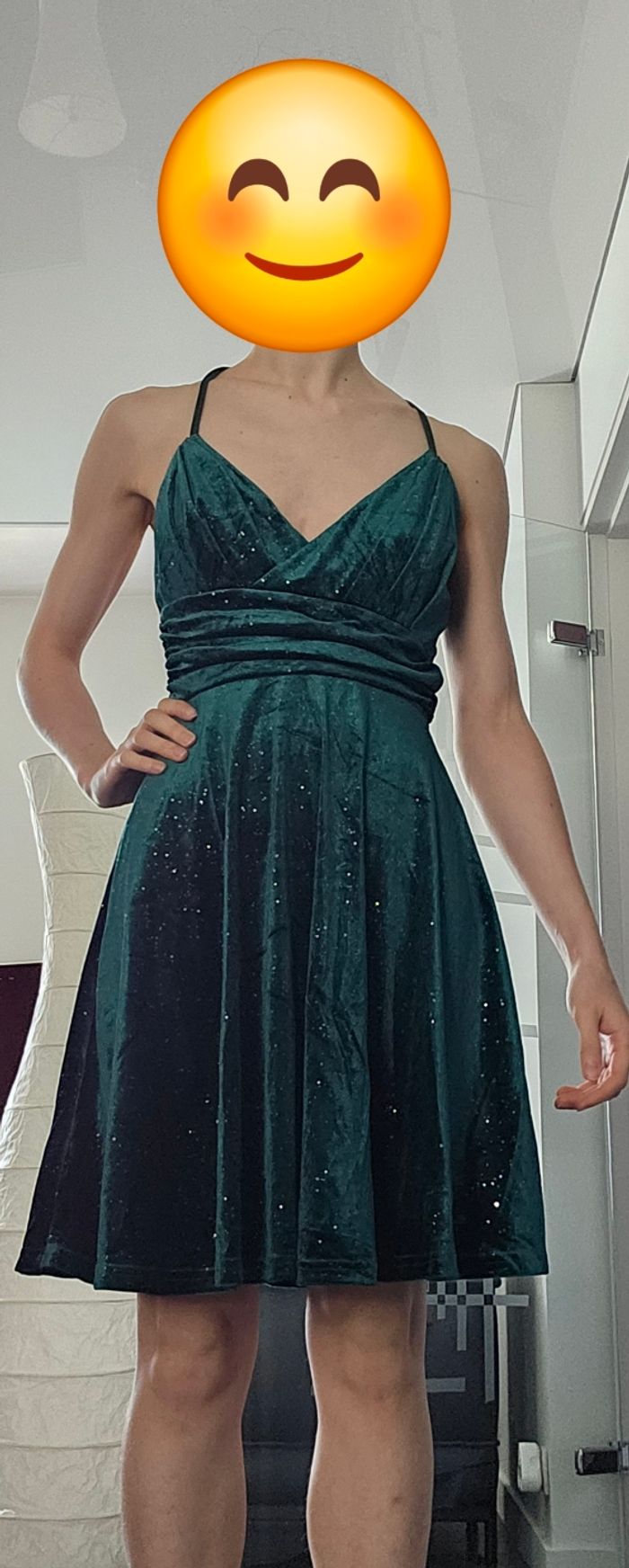 Robe courte verte émeraude scintillante - Taille S
