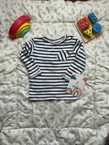 marinière blanc rayée marine 2 ans feetjeboys
