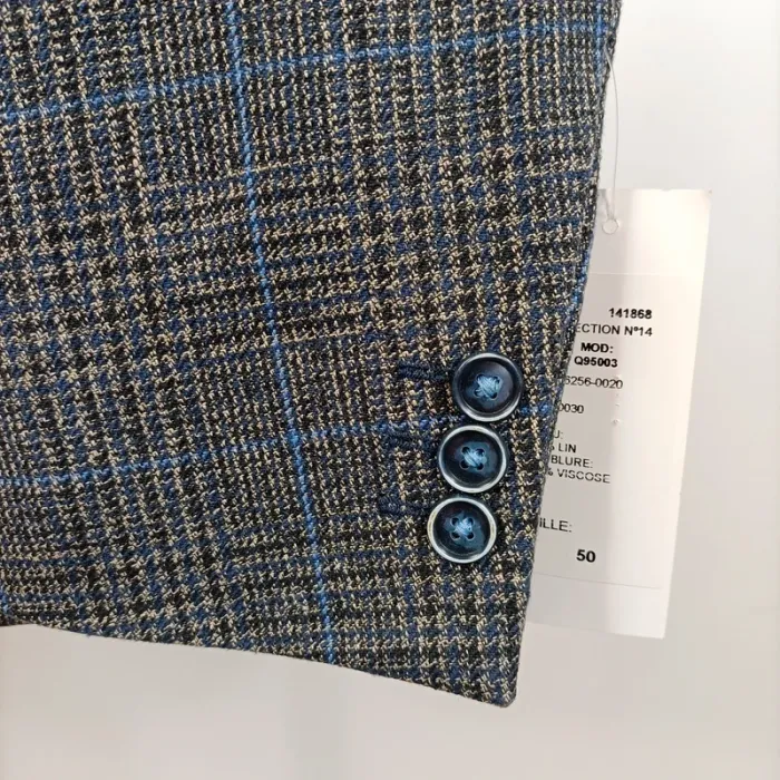 Veste à carreaux en lin Collection Premium - Taille 50 A490 - photo numéro 5