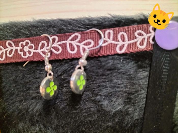 Boucles d'oreilles pendantes trèfle Vert