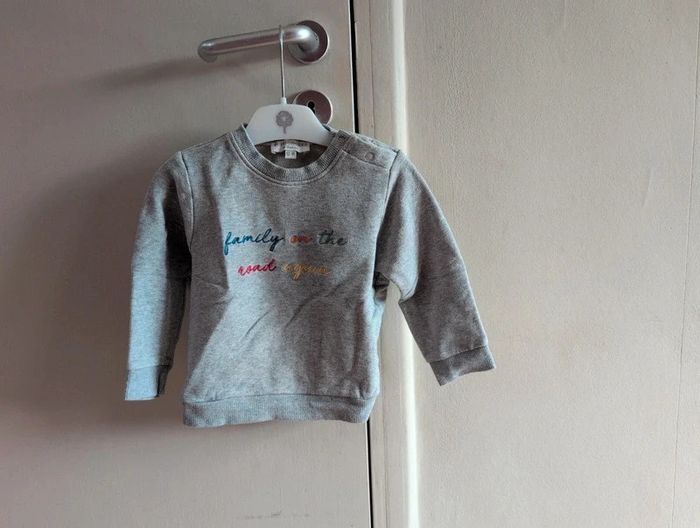 BB sweat ras de cou gris bébé 12/18 mois - photo numéro 2