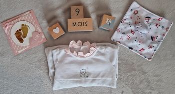 Grenouillère velours blanc à col rose - 9M - Sergent Major (BE)